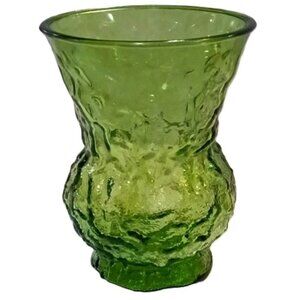 MCM E.O. Brody Cleveland Bouquet Flower Vase Emerald Green Crinkle Glass